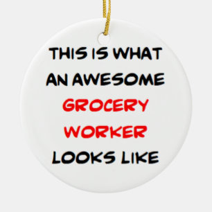 grocery worker, awesome ceramic tree decoration