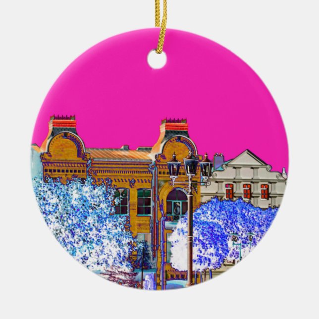 Grodno Belarus Architecture Ceramic Tree Decoration (Front)