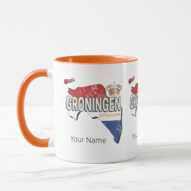 Groningen Netherlands Retro Map Dutch Vintage Mug (Left)