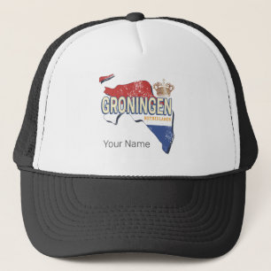 Groningen Netherlands Retro Map Dutch Vintage Trucker Hat