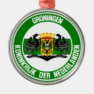 Groningen Round Emblem Metal Tree Decoration