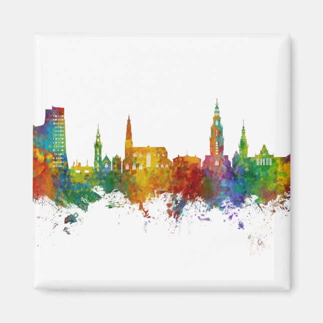 Groningen The Netherlands Skyline Magnet (Front)