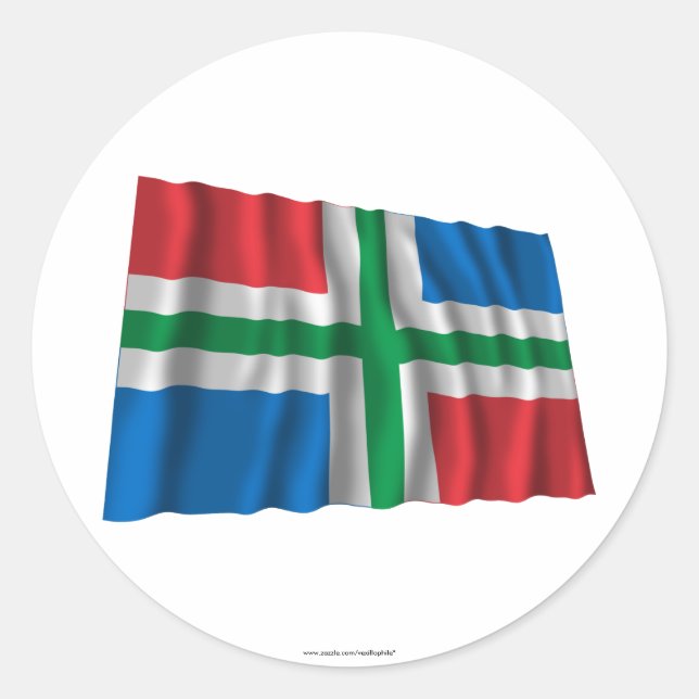Groningen Waving Flag Classic Round Sticker (Front)