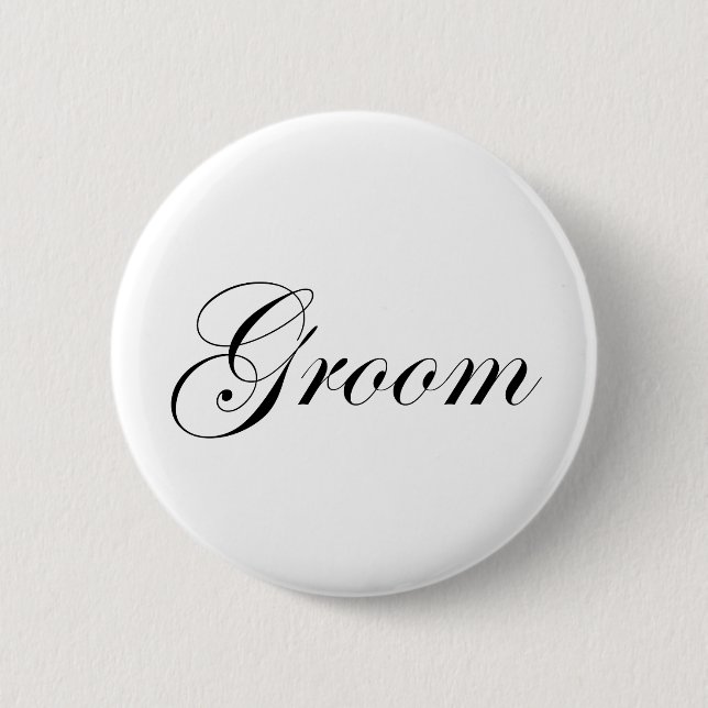 Groom 6 Cm Round Badge (Front)