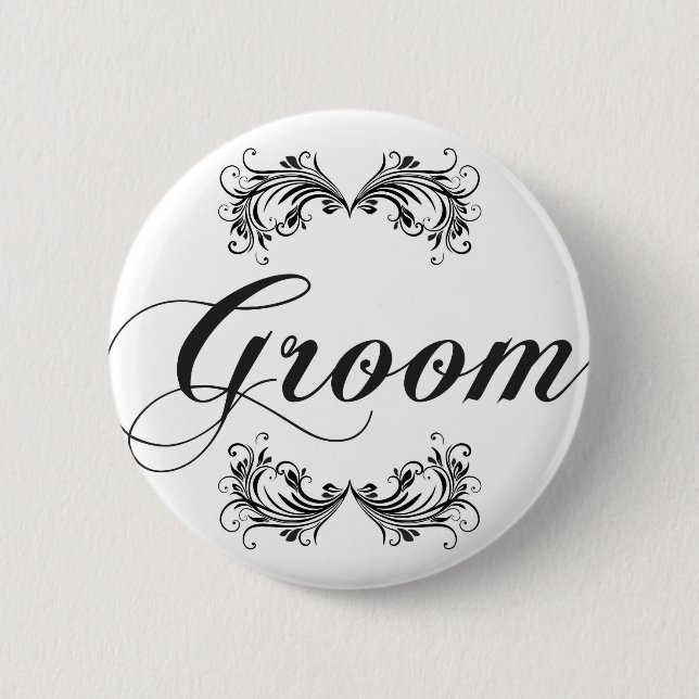 Groom 6 Cm Round Badge (Front)