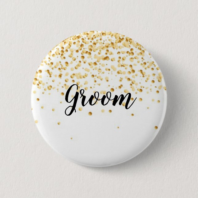 Groom 6 Cm Round Badge (Front)