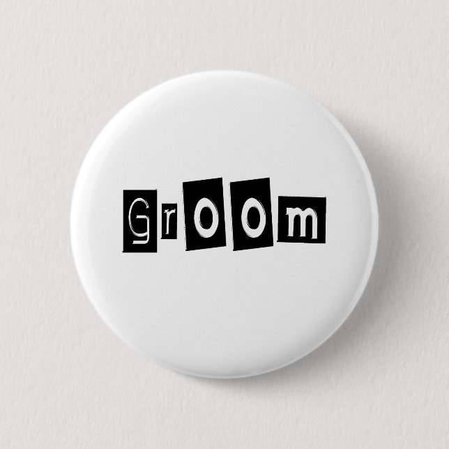 Groom 6 Cm Round Badge (Front)