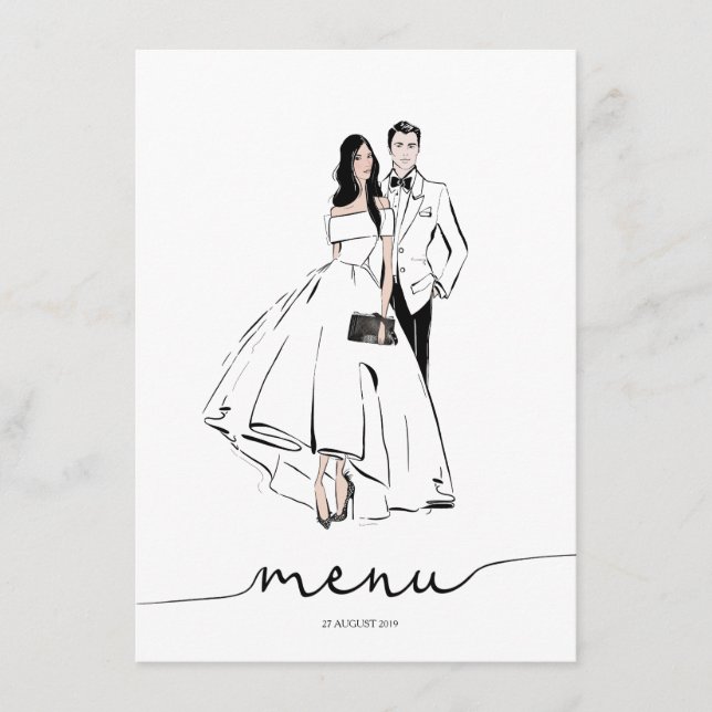Groom and Bride Fashion illustration Menu (Front)