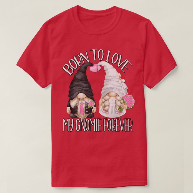 Groom And Bride Gnomes For Wedding Couple Bachelor T-Shirt (Design Front)
