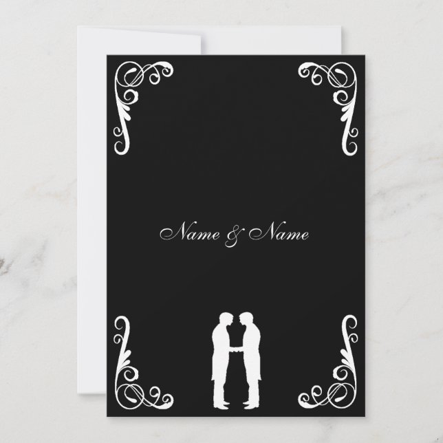 Groom and Groom Gay Wedding Invite-Black and white Invitation (Front)