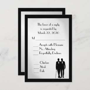 Groom and Groom Menu Wedding RSVP Silver