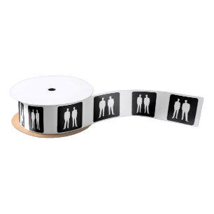 Groom and Groom Silhouette Gay Wedding Satin Ribbon