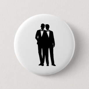 Groom and Groom Wedding 6 Cm Round Badge
