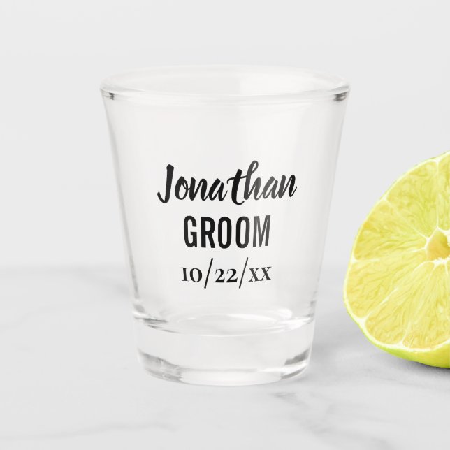 Groom Bachelor Party Wedding Favour Shot Glass (Front)