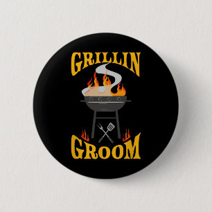 Groom Bbq Grill Smoker And Barbecue Chef 6 Cm Round Badge