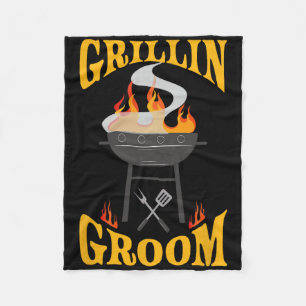 Groom Bbq Grill Smoker And Barbecue Chef Fleece Blanket