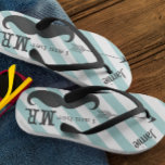 Groom Beach Wedding Vintage I am Her Mr.  Flip Flops<br><div class="desc">Groom Personalised Vintage I am Her Mr. Stripes Pattern - Photo Props! Honeymoon Beach Attire</div>