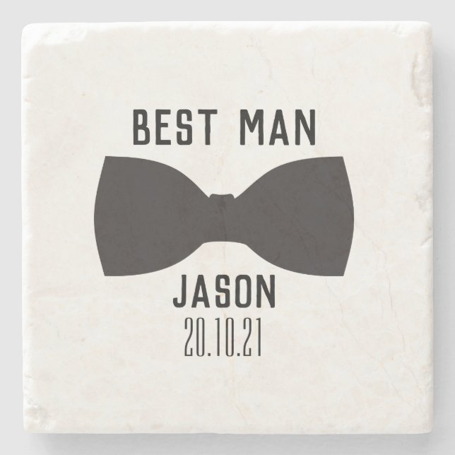 Groom Best Man Wedding Party Gift Stone Coaster (Front)