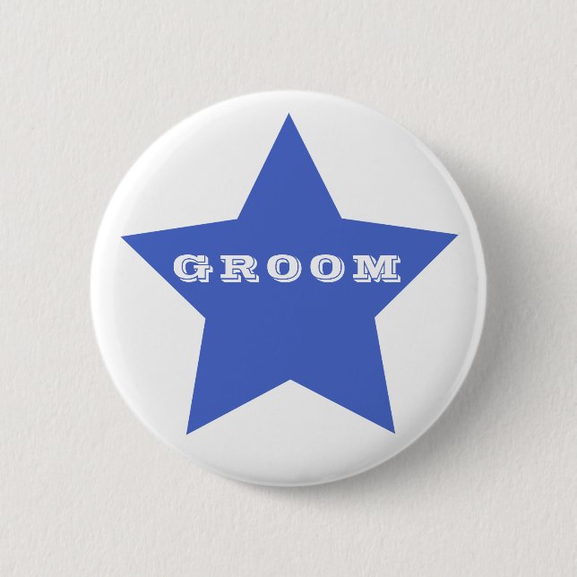 GROOM | Big Navy Blue Star Button (Front)