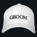 Groom black and  elegant chic wedding embroidered hat<br><div class="desc">Groom black and white elegant chic wedding Embroidered Baseball Cap.
Available in many colours and options</div>
