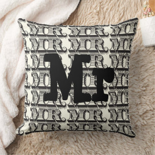 Groom Black and Ivory Mr Typography Pattern Cushion