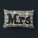 Groom Black and Ivory Mr Typography Pattern Lumbar Cushion<br><div class="desc">Mrs.or Monogram Custom Accent Pillow on Grey You can Personalise this Beautiful Elegant Vintage Elements Black and Ivory Vintage Retro Tyograohy Pillow to say anything you like or use the existing Mrs.for the Bride/ Wife or buy two one Mrs. and one Mr. for the Newlyweds. Looking for 2nd Anniversary Gifts?...</div>