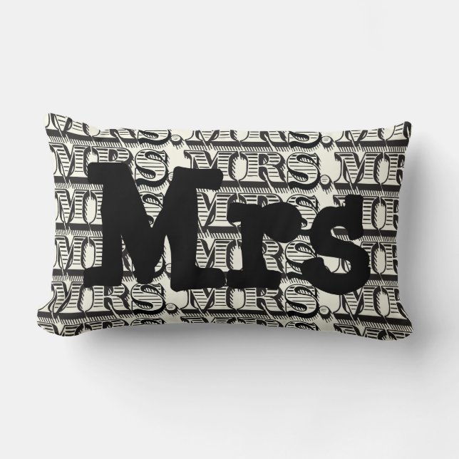 Groom Black and Ivory Mr Typography Pattern Lumbar Cushion (Front)