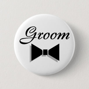 Groom (Black Bow Tie) 6 Cm Round Badge