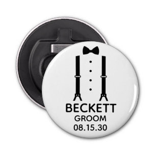 Groom Black Bow Tie Bottle Opener