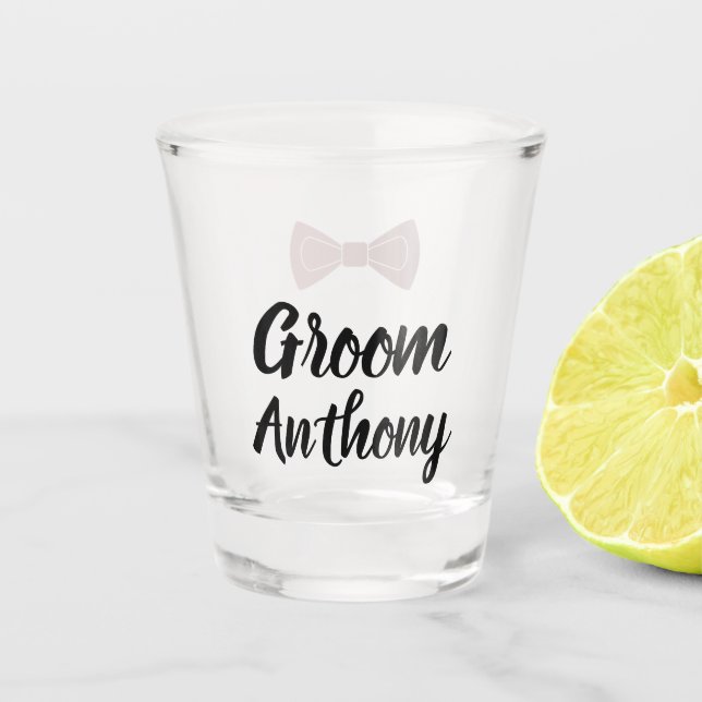 Groom Black Custom Bachelor Party Gifts Wedding Shot Glass (Front)