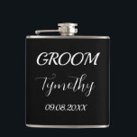 Groom Black Elegant Simple Gifts Wedding  Hip Flask<br><div class="desc">Modern,  elegant,  masculine,  black and white groom flask. Perfect for Wedding favours. You can personalise it with your name and date.</div>