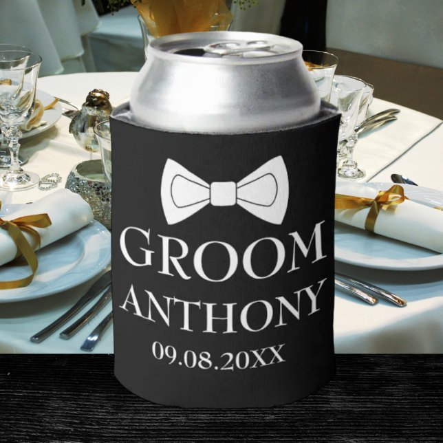 Groom Black Stylish Elegant Modern Gifts Wedding C Can Cooler (Creator Uploaded)