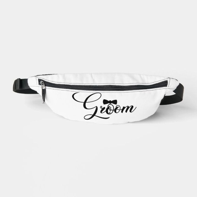  Groom Black Text on White Fanny Pack (Front)