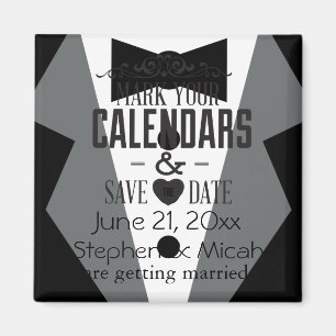 Groom Black Tie Tuxedo Save the Date Magnet