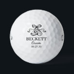 Groom Black Wedding Rings Golf Balls<br><div class="desc">These golf balls are a great favor for the groom in your wedding party. They feature a pair of wedding rings topped with an elegant bow in black. With a first name in a traditional CAP font and the job groom in a coordinating script font also in black they're perfect...</div>