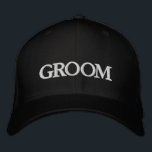 Groom black white elegant chic wedding embroidered hat<br><div class="desc">Chic Groom black and white elegant chic wedding Embroidered Baseball Cap.
Available in many colours and options</div>