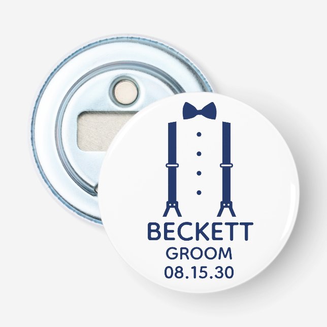 Groom Blue Bow Tie Bottle Opener (Front)