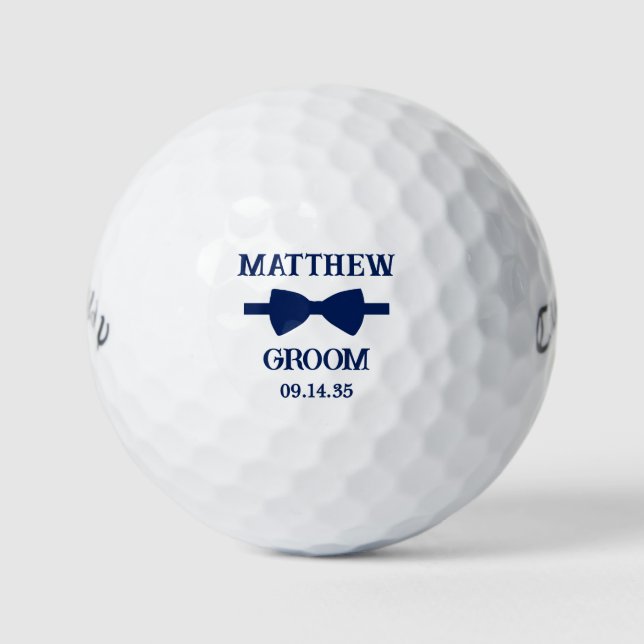 Groom Blue Bow Tie Golf Balls (Front)