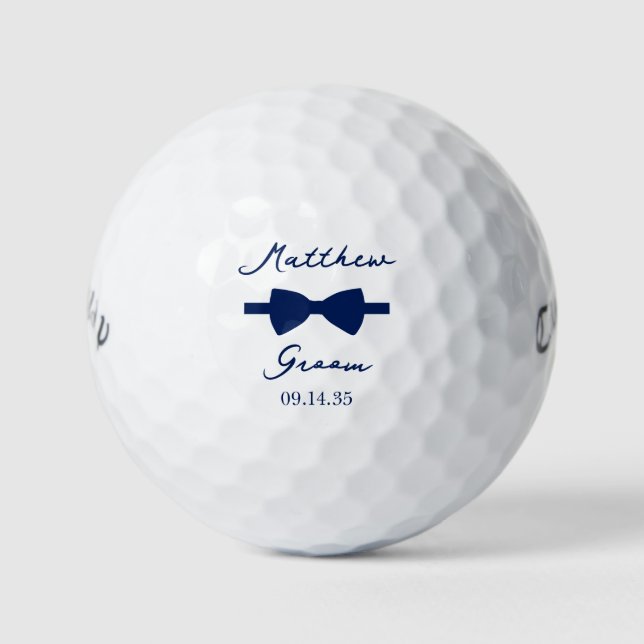 Groom Blue Bow Tie Golf Balls (Front)