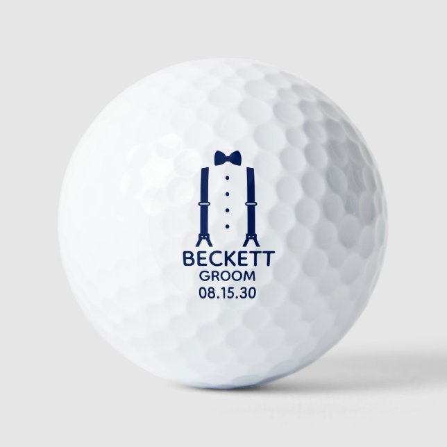 Groom Blue Bow Tie Golf Balls (Front)