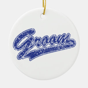 Groom Blue Ceramic Tree Decoration