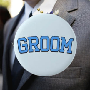 GROOM – Blue College Font Wedding & Bachelor Party 6 Cm Round Badge
