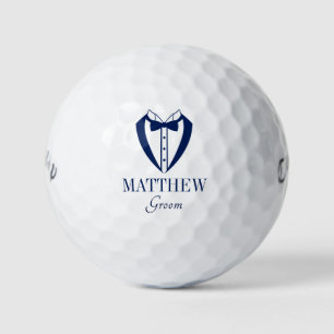 Groom Blue Tuxedo With Bow Tie Golf Balls
