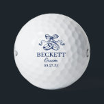 Groom Blue Wedding Rings Golf Balls<br><div class="desc">These golf balls are a great favor for the groom in your wedding party. They feature a pair of wedding rings topped with an elegant bow in blue. With a first name in a traditional CAP font and the job groom in a coordinating script font also in blue they're perfect...</div>