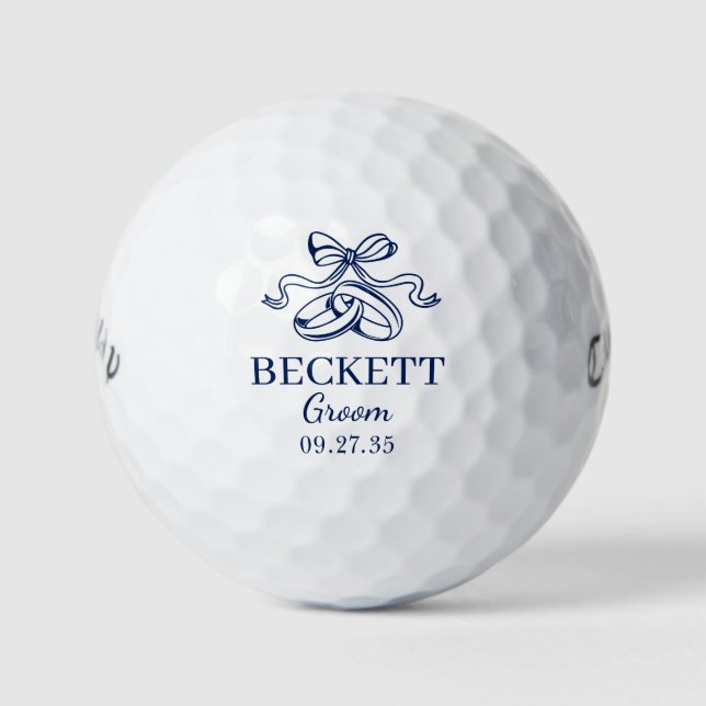 Groom Blue Wedding Rings Golf Balls (Front)