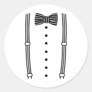 Groom Bow Tie And Suspender  Classic Round Sticker