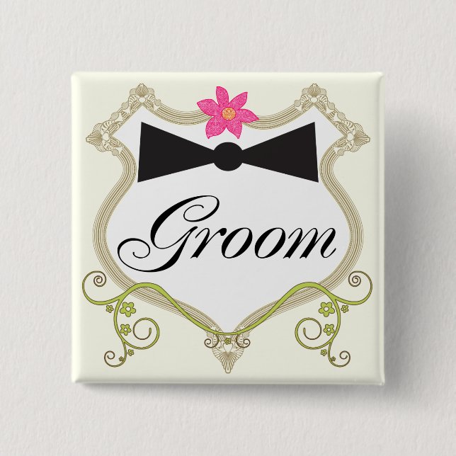 Groom Bow Tie Wedding Badges (Front)