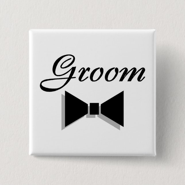 Groom Bowtie 15 Cm Square Badge (Front)