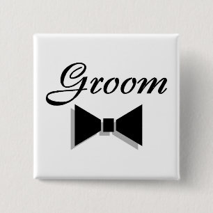Groom Bowtie 15 Cm Square Badge