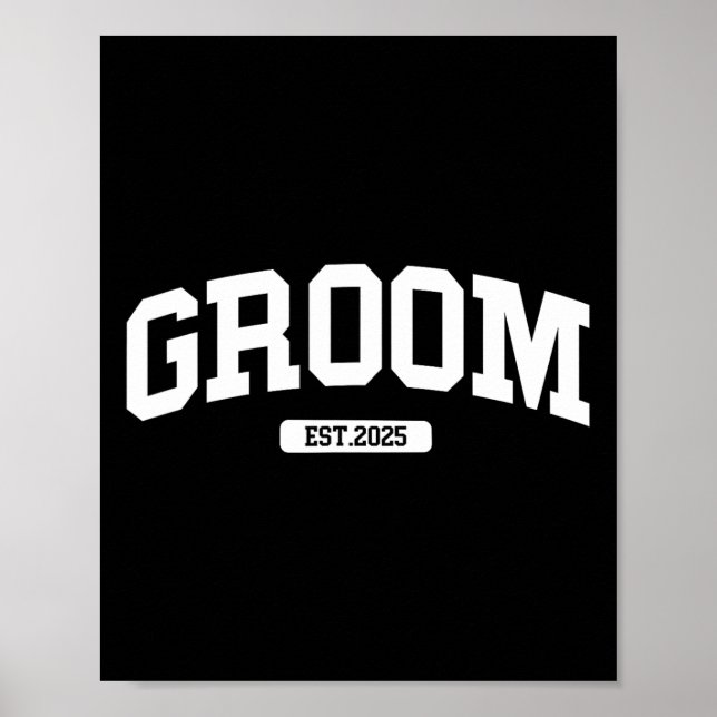 Groom Bride 2025 Just Married Couples Engagement W Poster (Front)